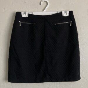 Laundry Shelli Segal Mini Skirt Womens 8 Black Quilted Short Pockets Textured